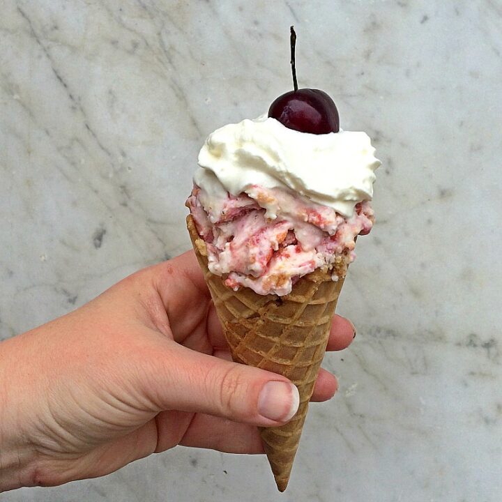 No-Churn Cherry Cheesecake Ice Cream